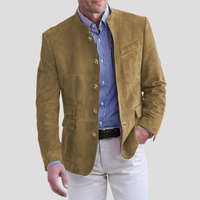 Elegant Mandarin Collar Blazer for Men with Single Button