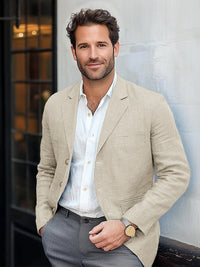 Stylish Single Breasted Casual Blazer for Men with Notch Lapel